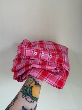 Wild Indigo Pink & Red Plaid Sleep Shirt